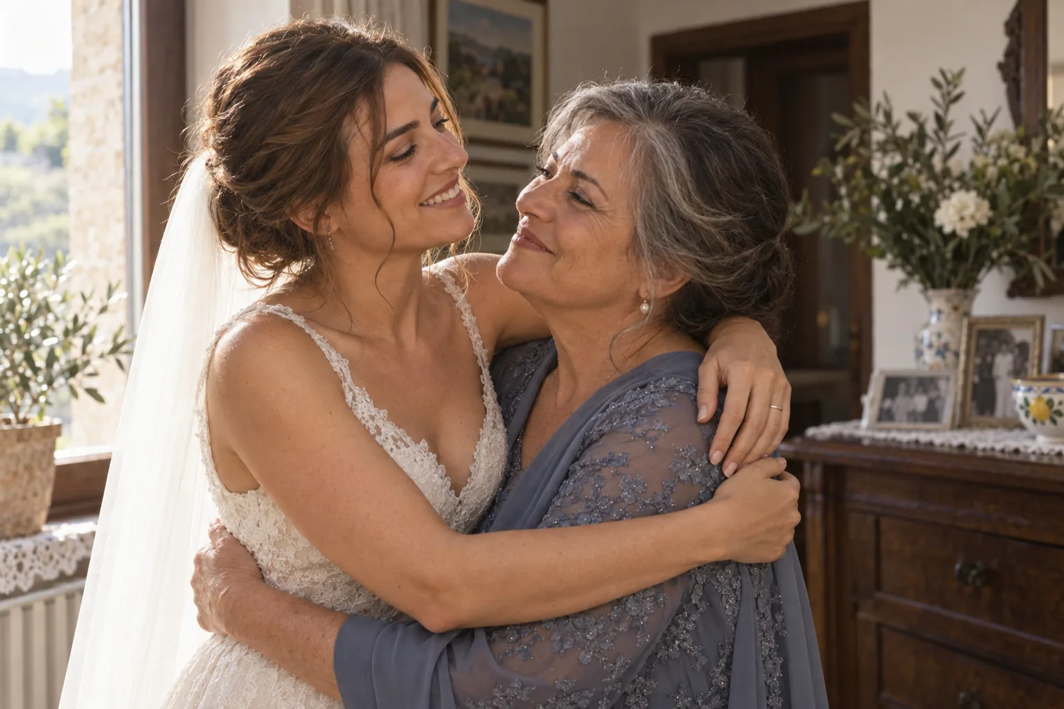 Sonia abbraccia sua madre